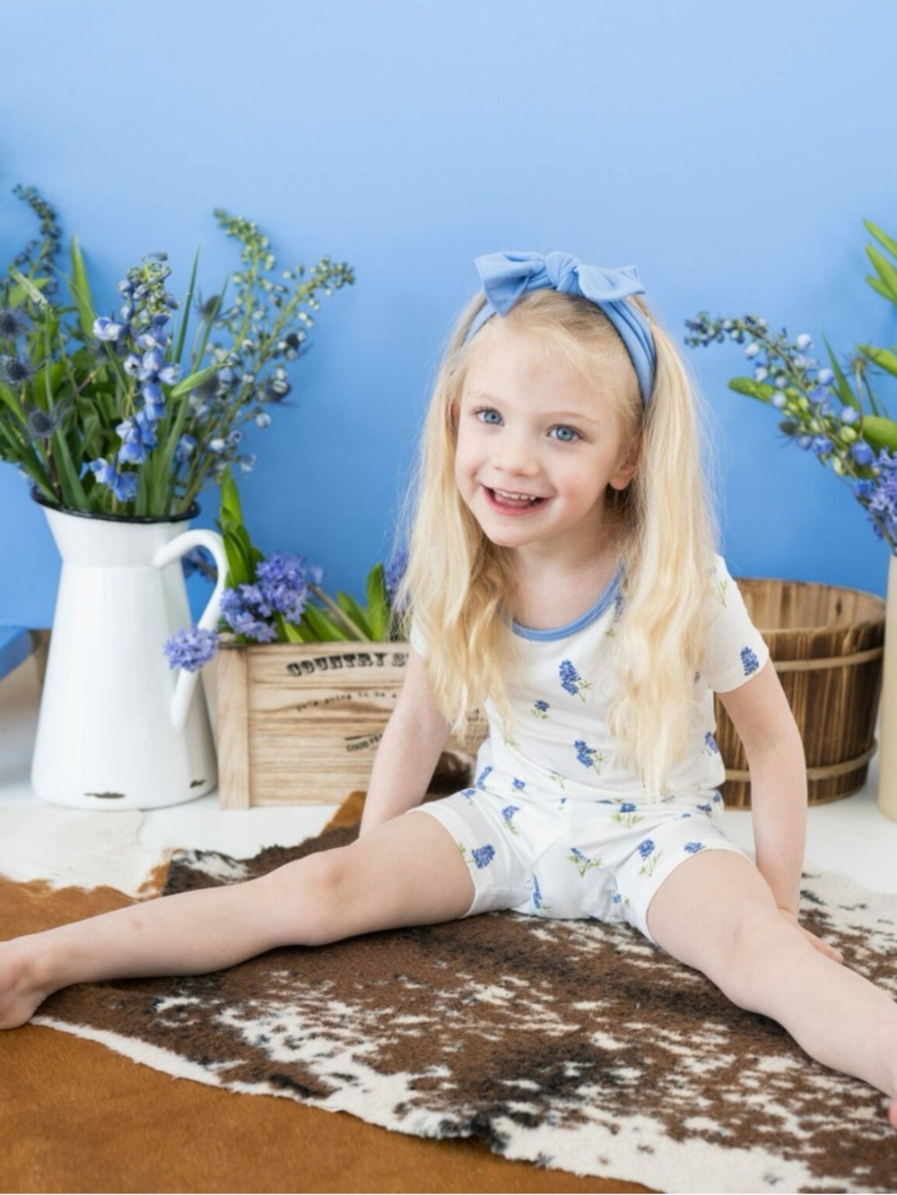 Kyte BABY Short Sleeve Toddler Pajama Set in Periwinkle Bluebonnet 3T